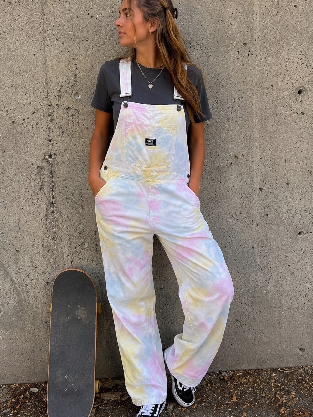 Vans Pastel Tie Dye Cotton Overalls Medium Utility Dungarees Artsy Skate Y2K